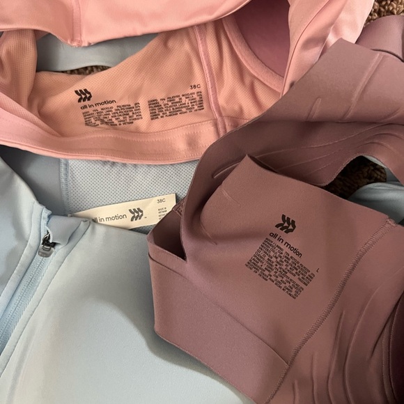 Set if 3 38C large all in motion sports athletic bras pink blue purple zip front - Picture 7 of 11